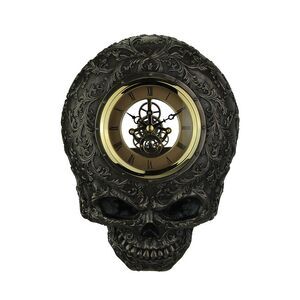 Flat Smiling Decorated Skull Transparent Face Wall Clock
